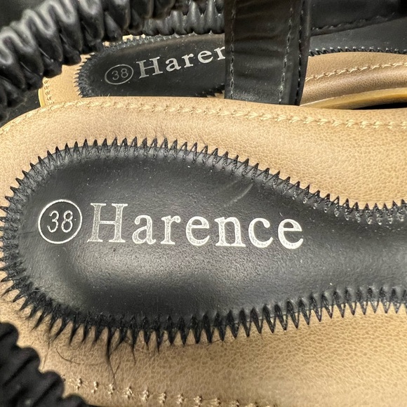 Harence- Black Sandals with‎ flower pattern front- Black, Pre-Owned, Size: 38 - Picture 3 of 5